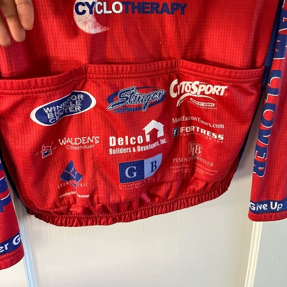 Hincapie Team Clover Cycling Jersey Red Blue Full Zip Long Sleeve Size M - Picture 4 of 14